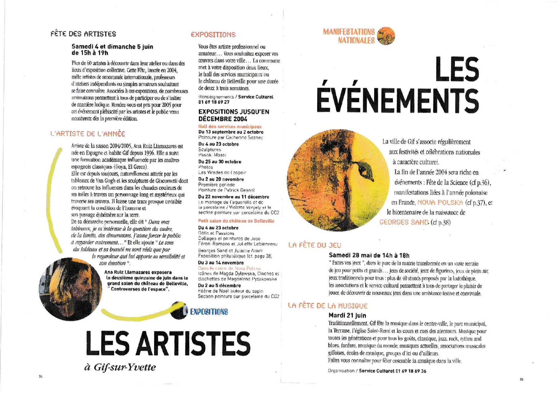 Programme Fête des artistes Gif-sur-Yvette 2004 – Artiste de l'année